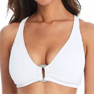 NWT Bleu Rod Beattie White Pucker Up V-Neck Bikini Top Size 36D